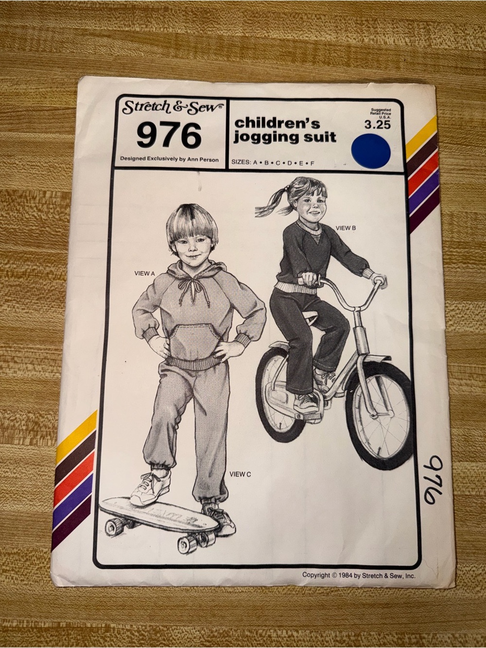 1984 Stretch & Sew 976 Children's Jogging Suit Pattern - sewing crafts hobby
